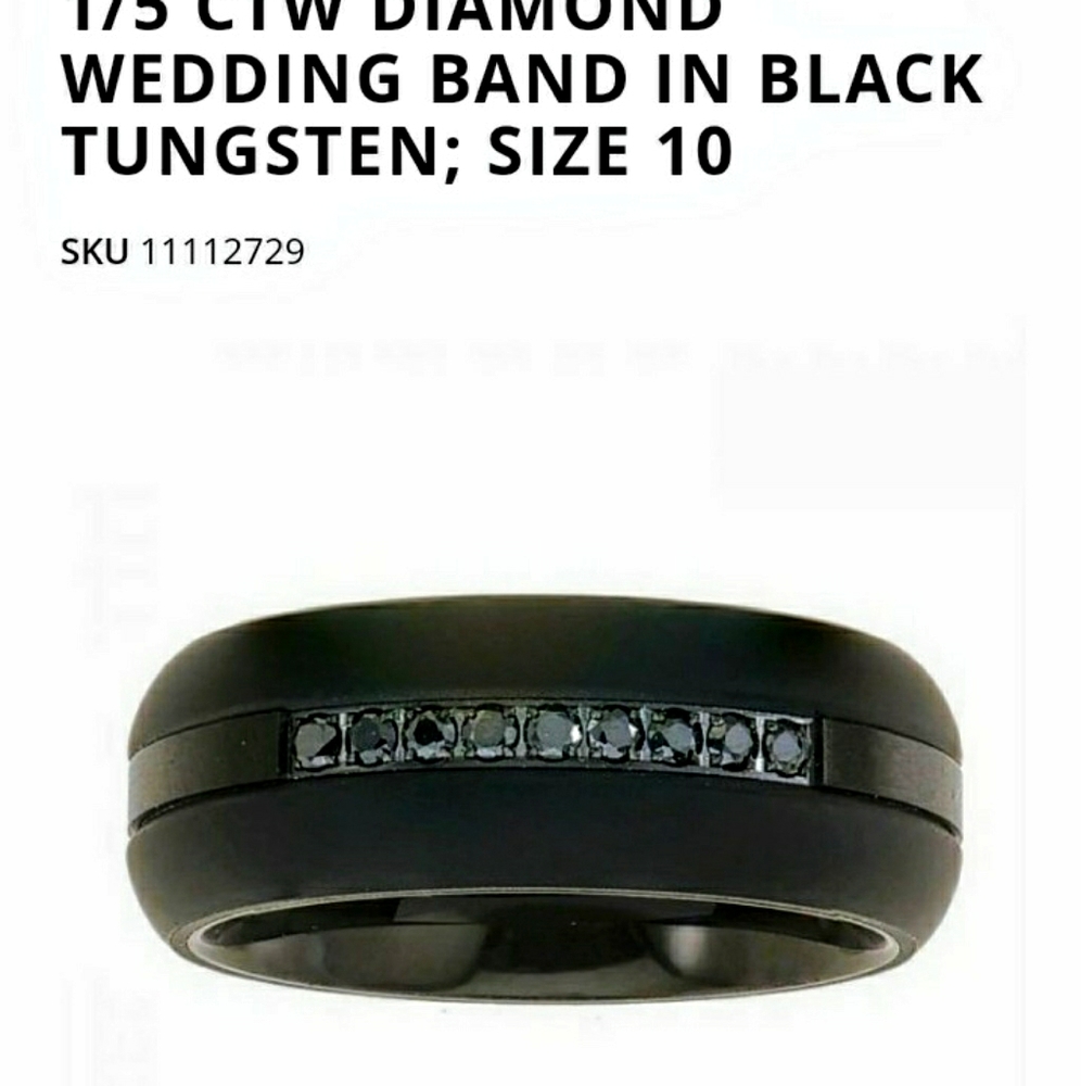 Tungsten black diamonds wedding band
